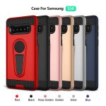 Wholesale Galaxy S10e Metallic Plate Stand Case Work with Magnetic Mount Holder (Red)